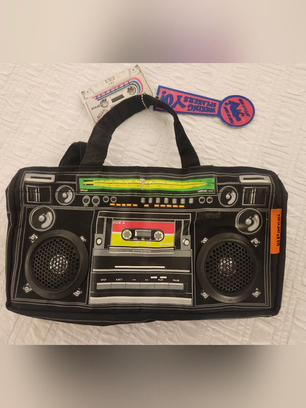 Vintage Y2K Loop NYC III Parcel Boombox Cassette Tote Bag w/ Real Speakers & Tag